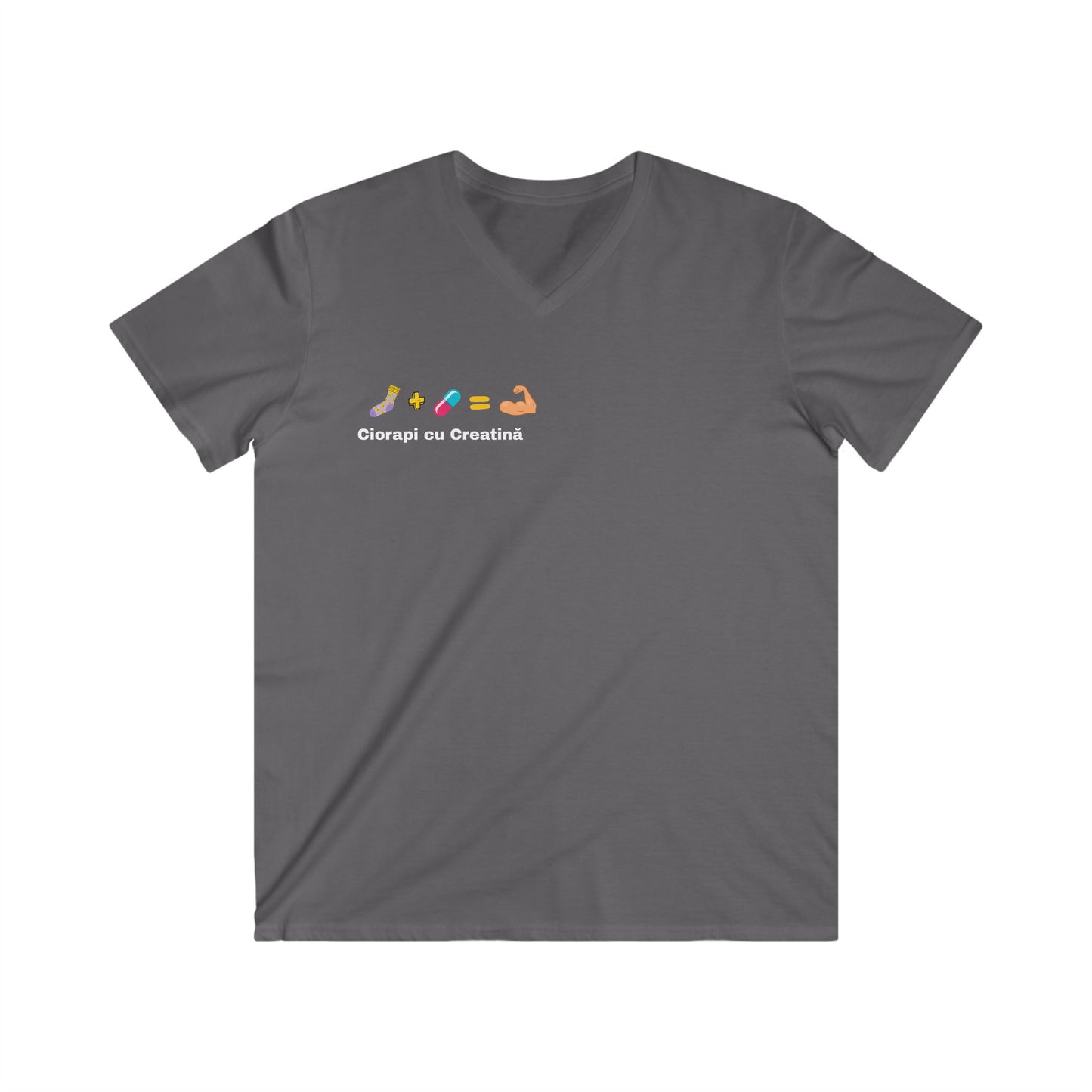 Fitted V-Neck Tee - Scris alb "Ciorapi cu creatina"