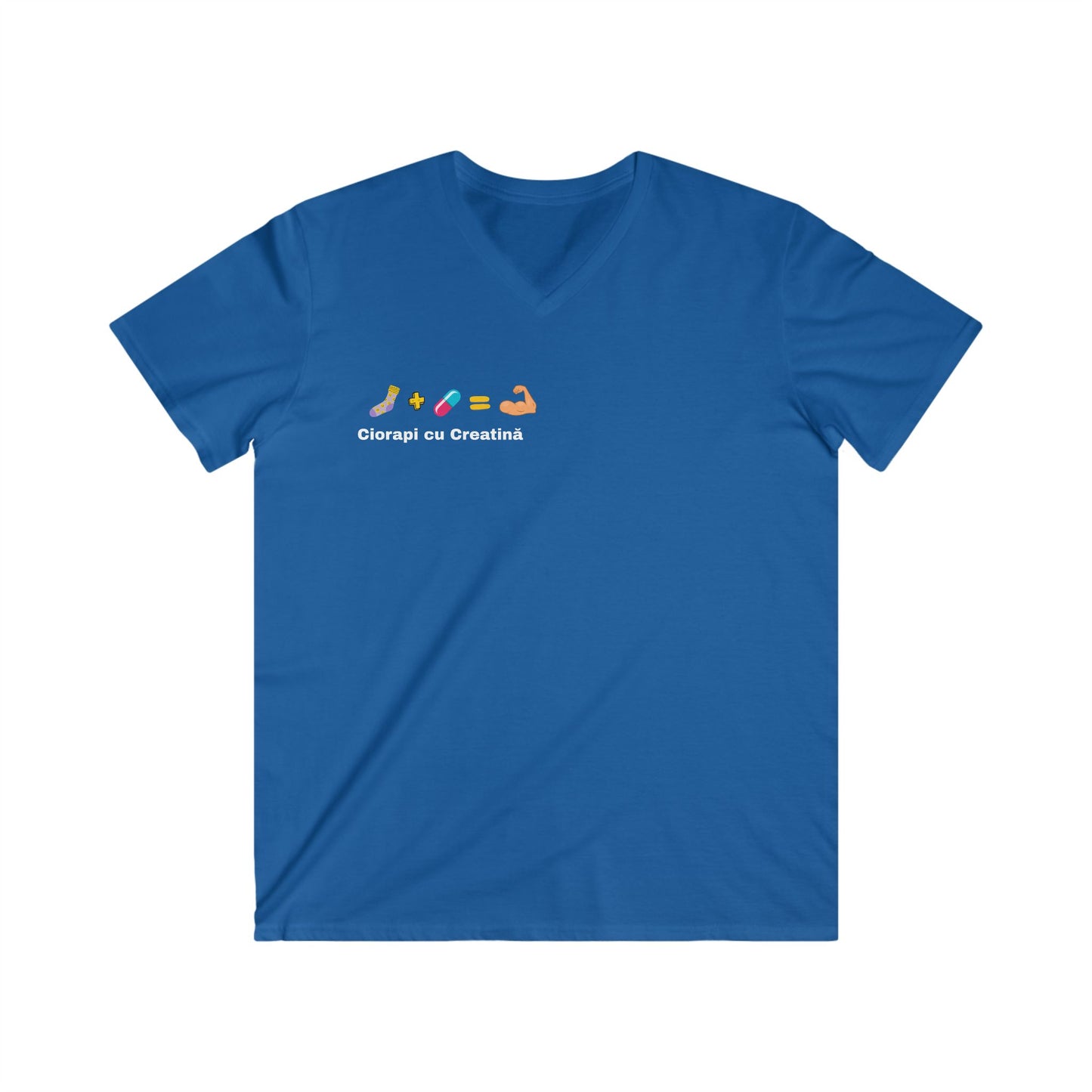 Fitted V-Neck Tee - Scris alb "Ciorapi cu creatina"