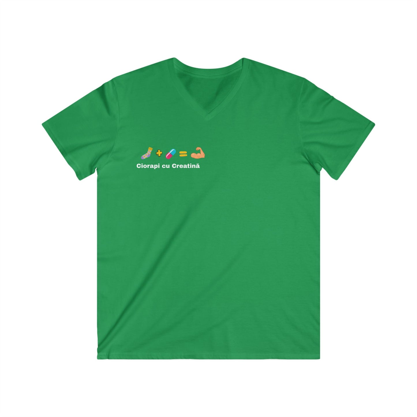 Fitted V-Neck Tee - Scris alb "Ciorapi cu creatina"