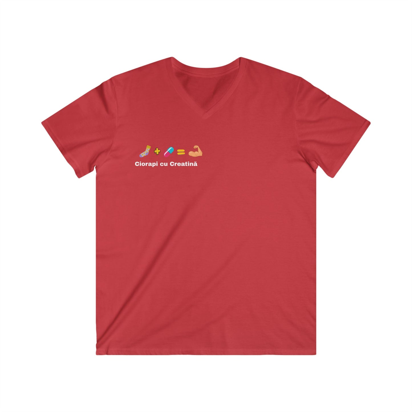 Fitted V-Neck Tee - Scris alb "Ciorapi cu creatina"