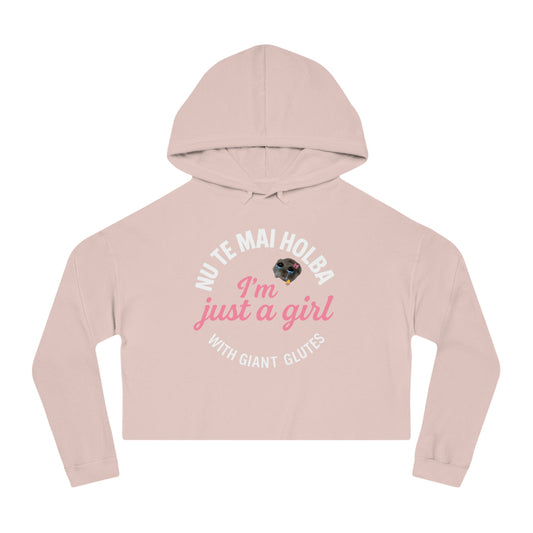 Hanorac Cropped – "I'm just a girl" - print pe front