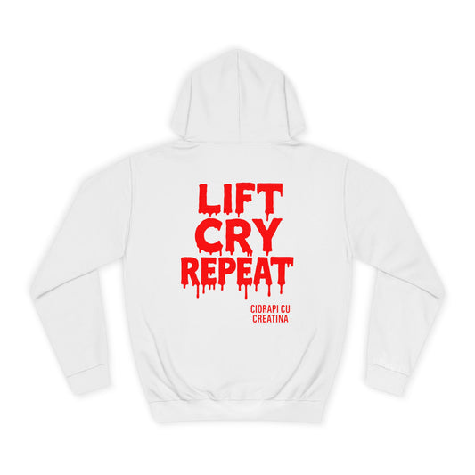 Hanorac College Unisex – „Lift Cry Repeat” pentru Sală și Supraviețuire Emoțională