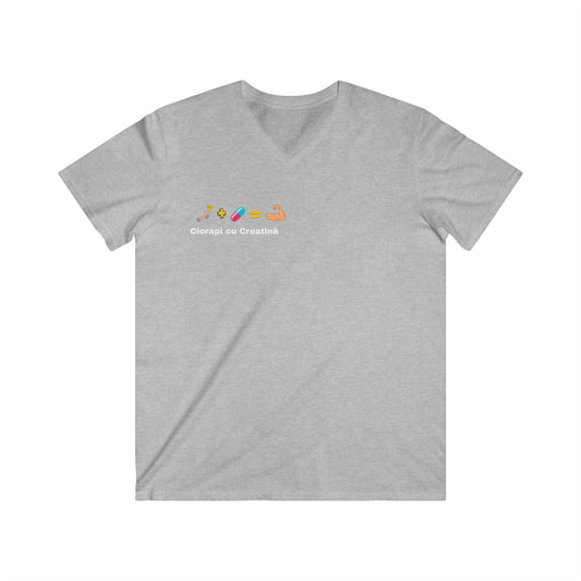 Fitted V-Neck Tee - Scris alb "Ciorapi cu creatina"