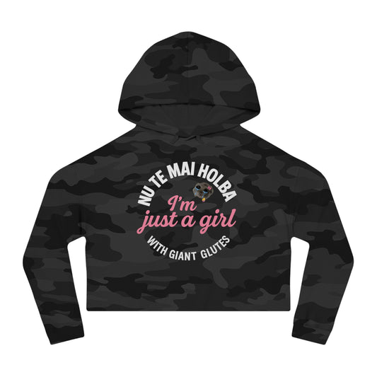 Hanorac Cropped – "I'm just a girl" - print pe front